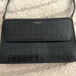 Saint Laurent Catherine bag Croc embossed calf skin black good condition